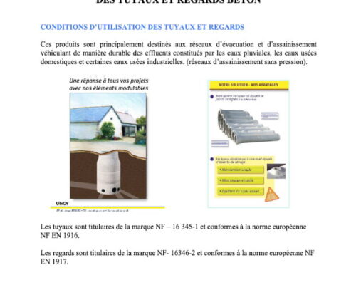 NOTICE DE STOCKAGE DES TUYAUX ET REGARDS BETON
